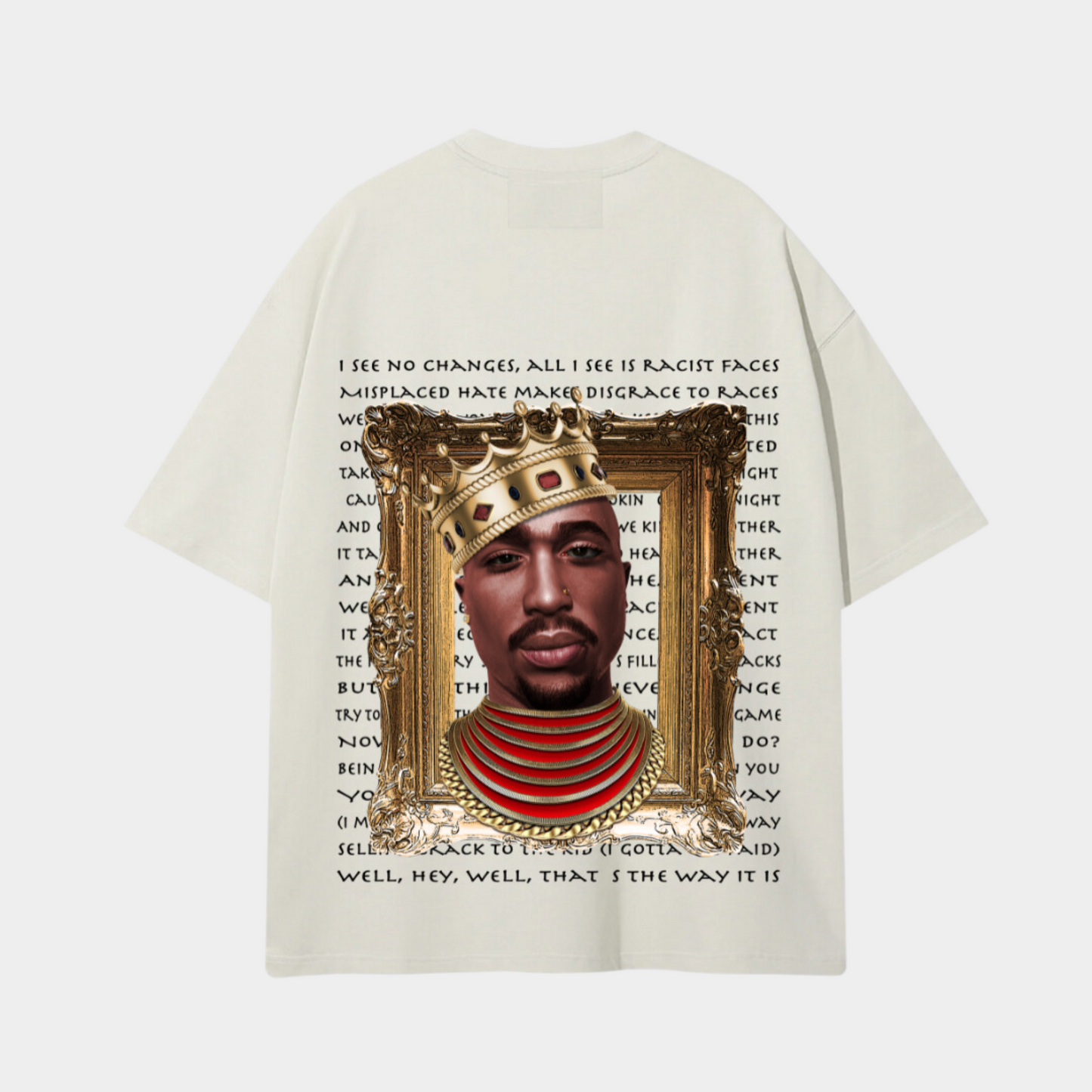 Pac Echoes cream oversized t-shirt My Store