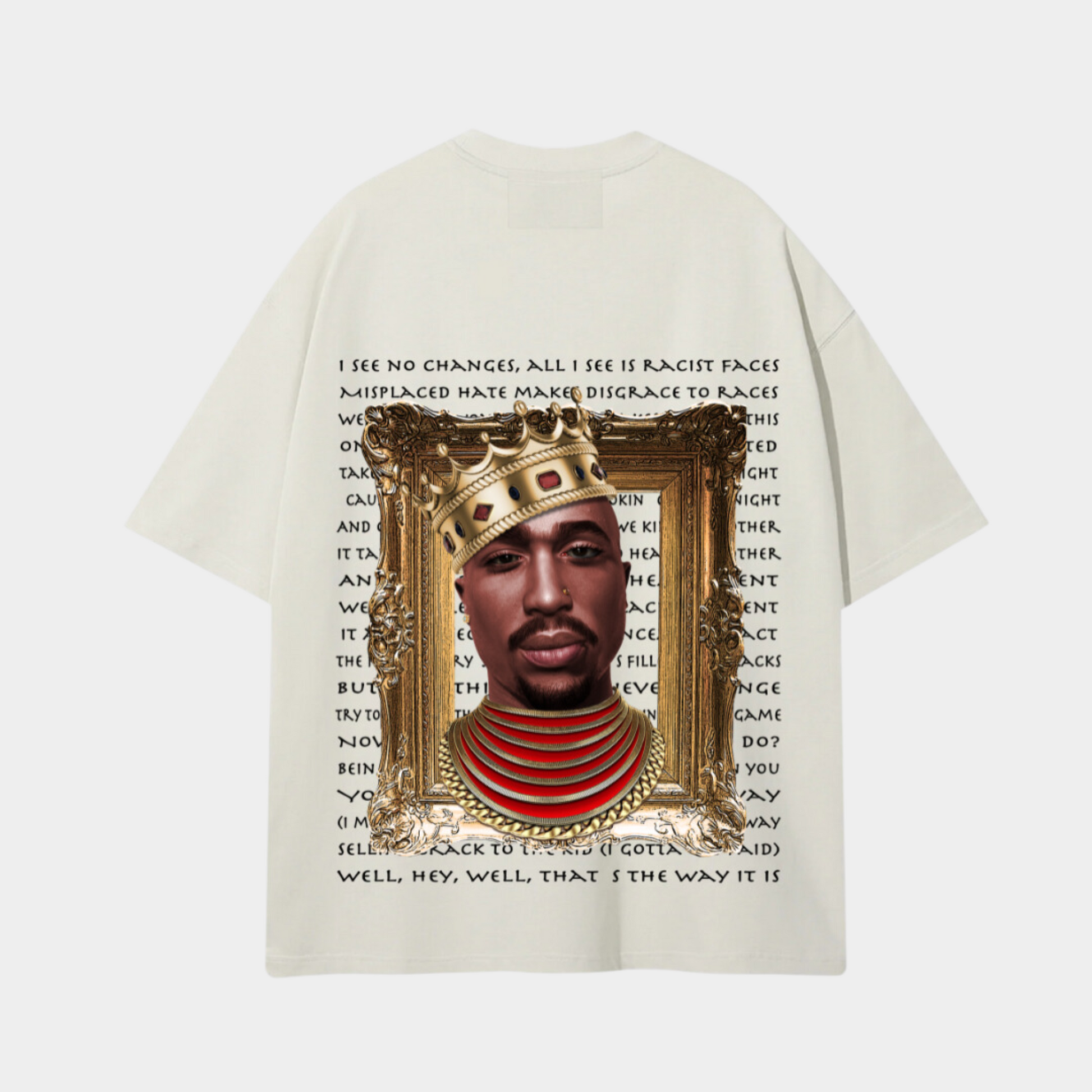 Pac Echoes cream oversized t-shirt My Store