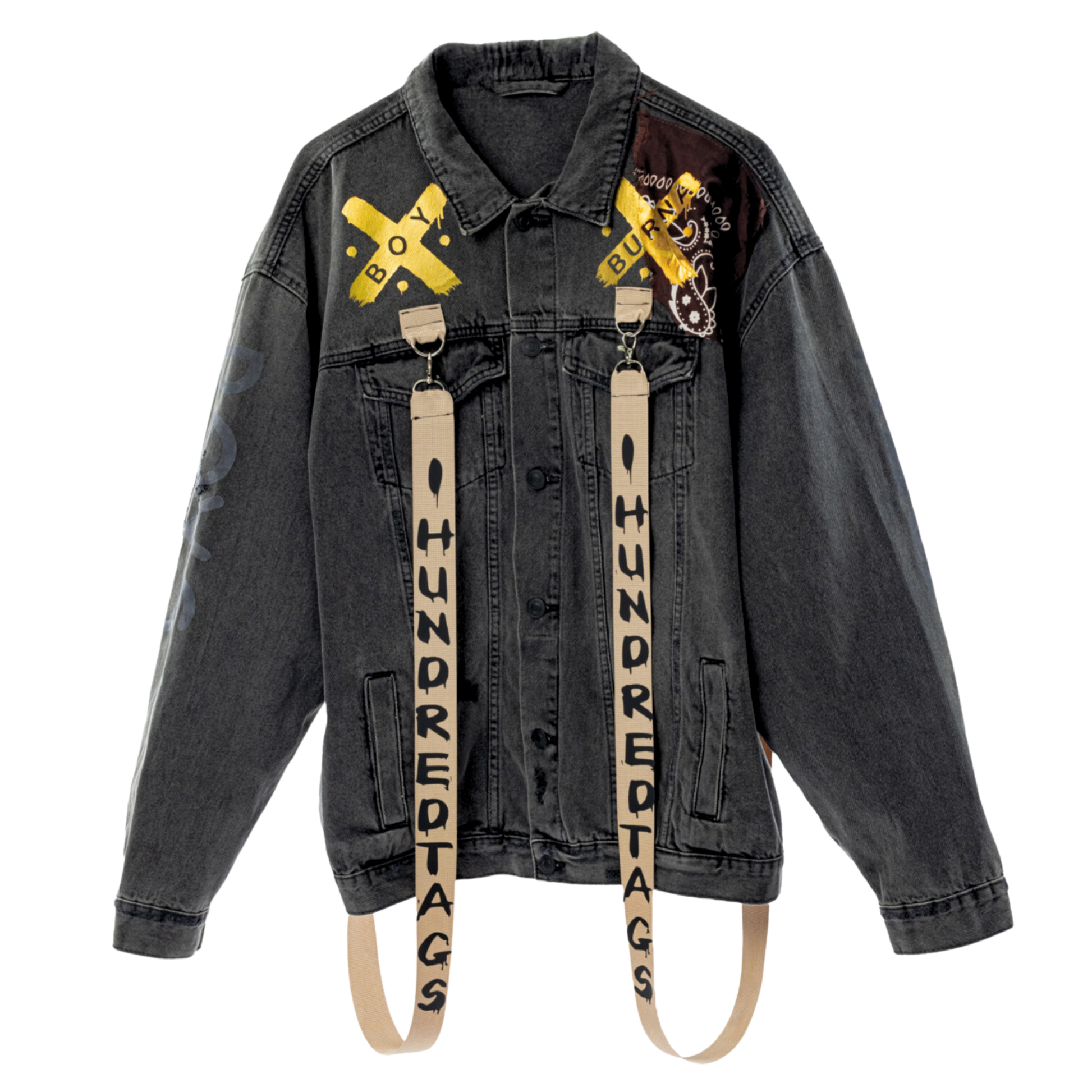 Burna boy strap denim hundredtags jacket My Store