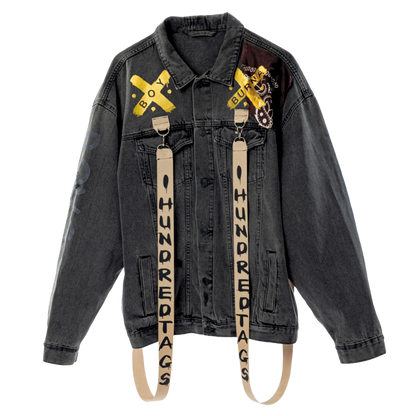 Burna boy strap denim hundredtags jacket My Store