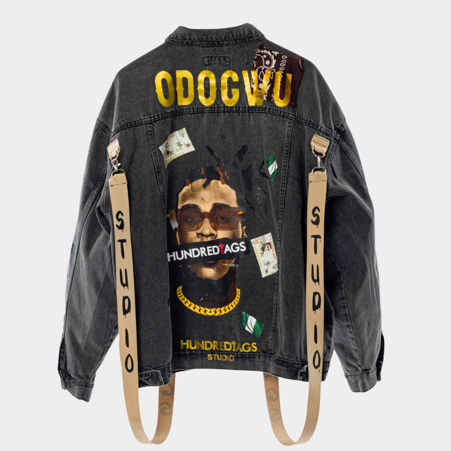 Burna boy strap denim hundredtags jacket My Store