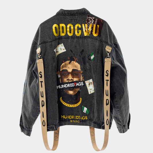 Burna boy strap denim hundredtags jacket My Store