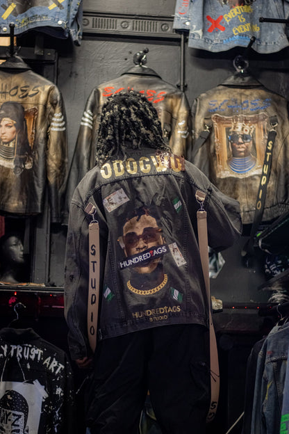 Burna boy strap denim hundredtags jacket My Store