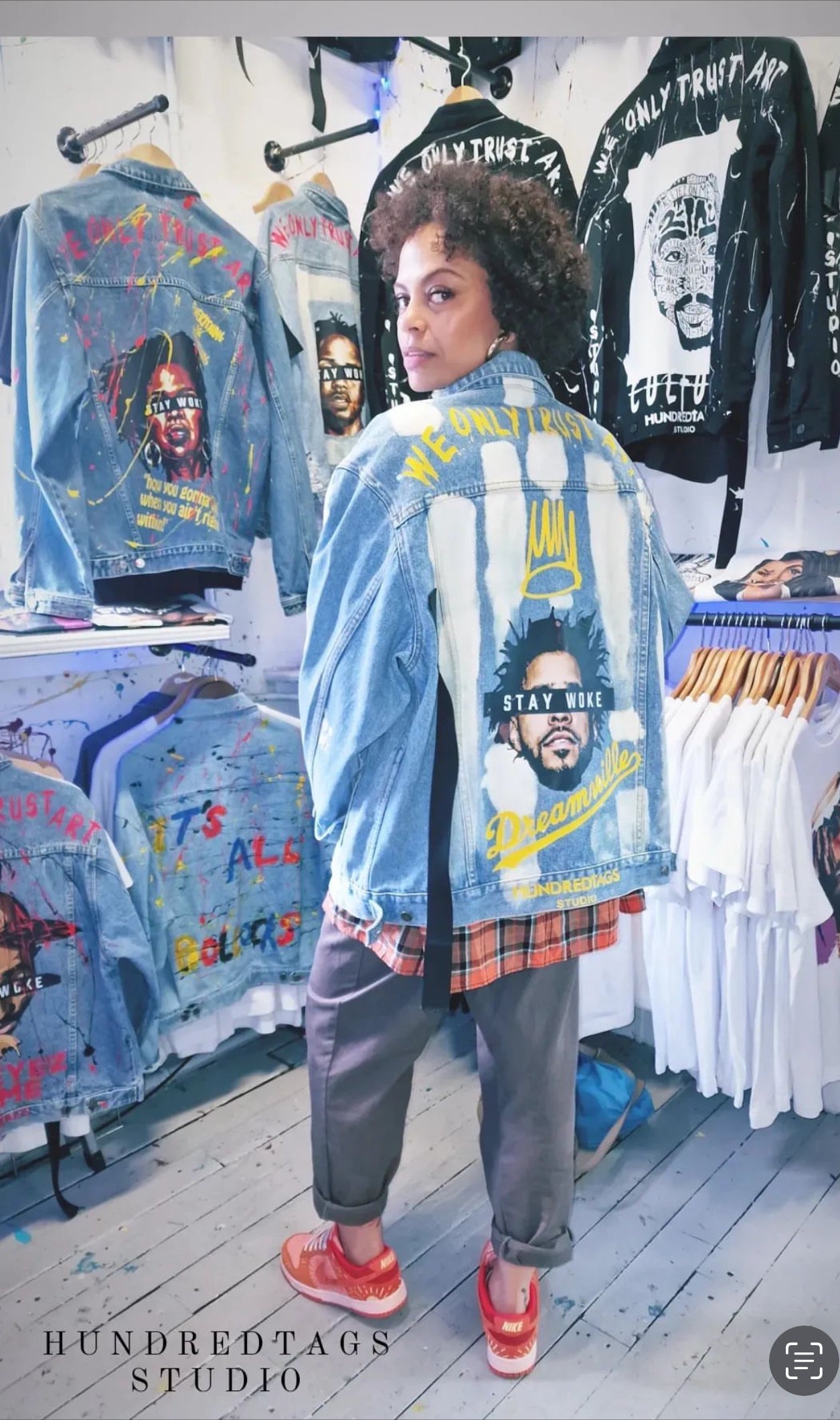 Cold world Hundredtags bleach line denim jacket My Store