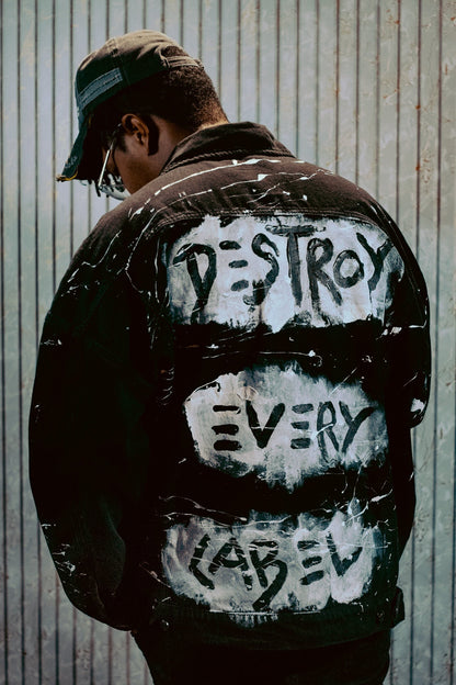 Destroy every label hundredtags jacket black denim My Store