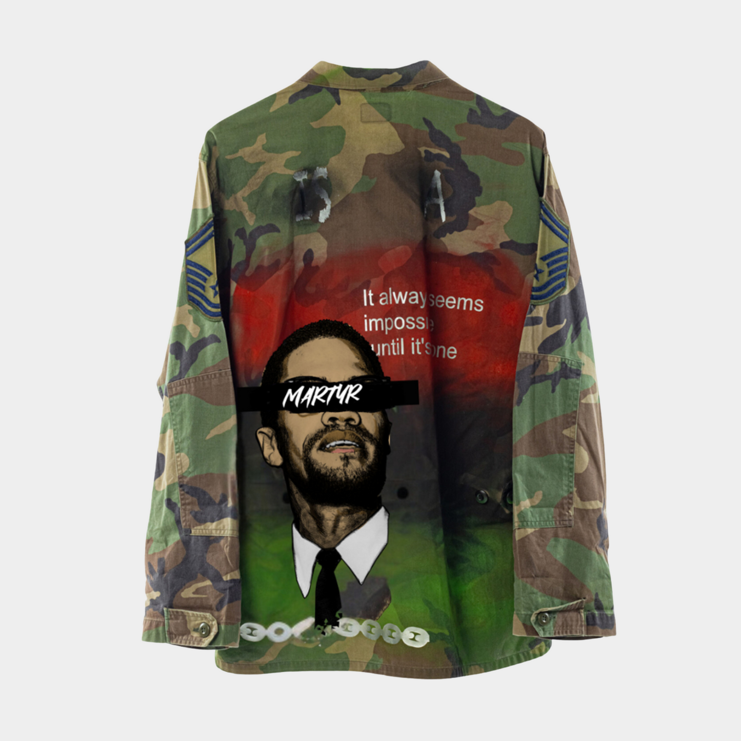 Malcom X  martyr camo hundredtags jacket My Store