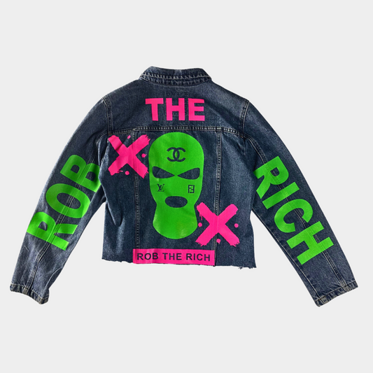 Rob the rich cropped hundredtags denim jacket My Store