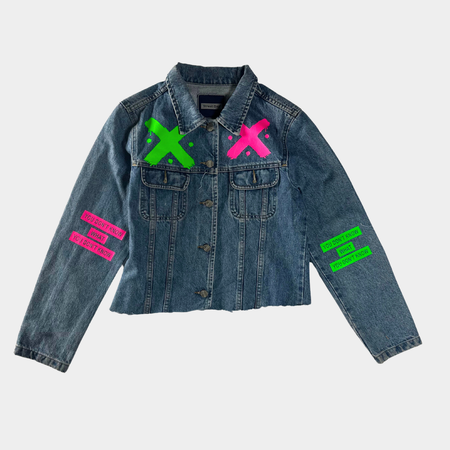 Rob the rich cropped hundredtags denim jacket My Store